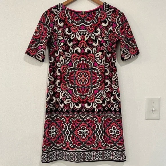 ELIZA J vibrant damask print sheath mini dress with back zipper size 2 petite - Picture 10 of 11